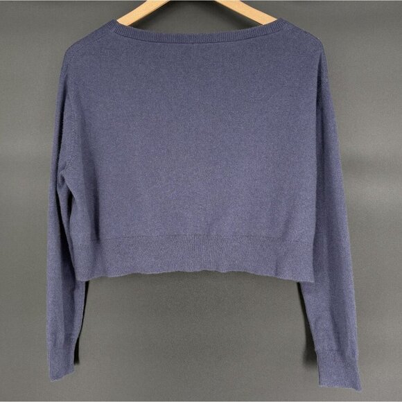 Brunello Cucinelli Women's Cropped 100% Cashmere Sweater M Blue Italy Old Money - Picture 2 of 11